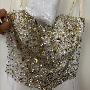 White and Gold Embellished Gown